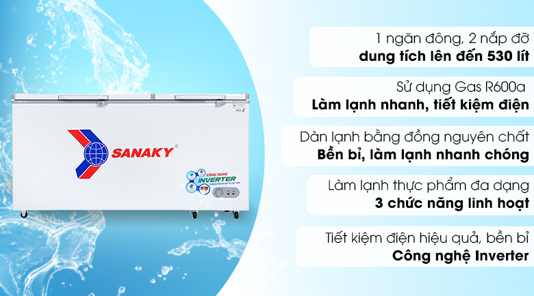 Tủ đông Sanaky Inverter 530 lít VH-6699HY3